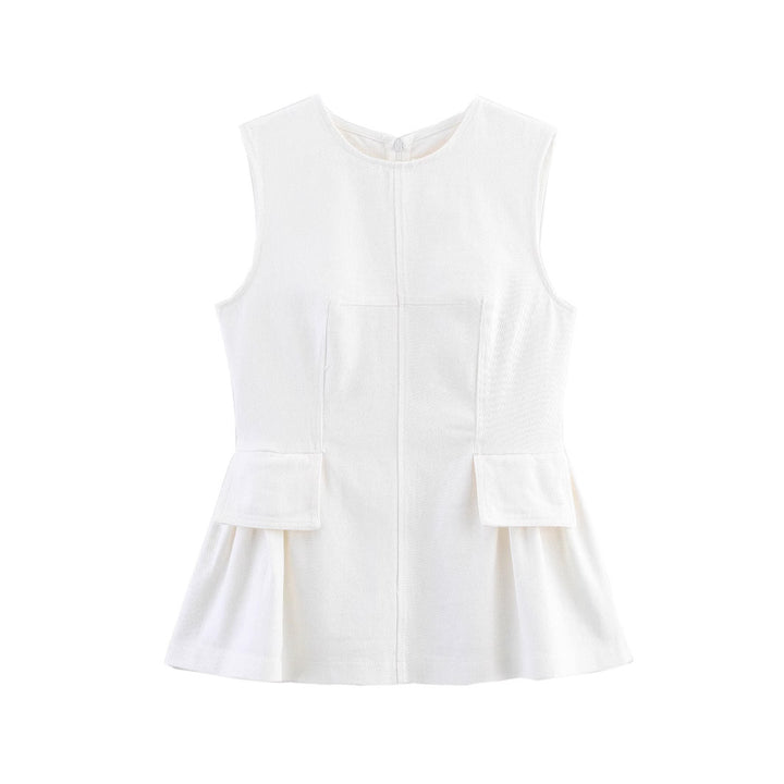 Femme Flared Peplum Top med lomme detaljer Stilla