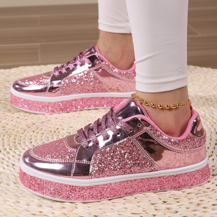 Dame Funklende Plateau-Sneakers Stilla