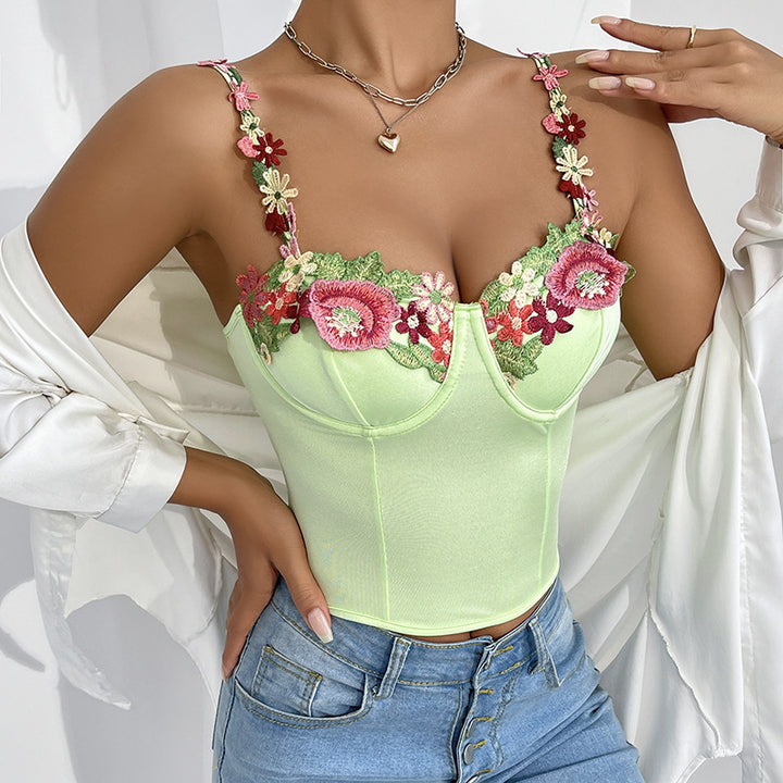 Dame Bustier med florale broderier og luksuriøs satin Stilla