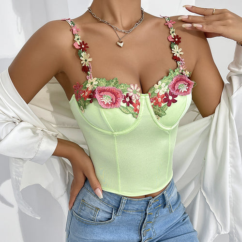 Dame Bustier med florale broderier og luksuriøs satin Stilla