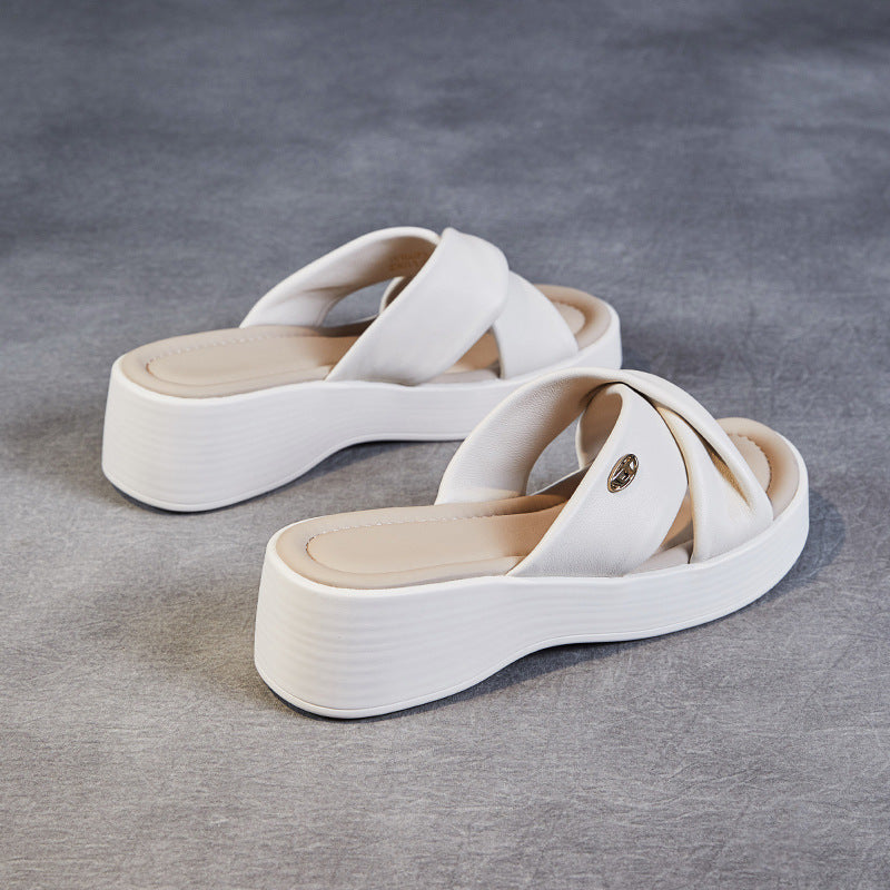 Femme Cross-Strap Platform Rutsjebåndsandaler Stilla
