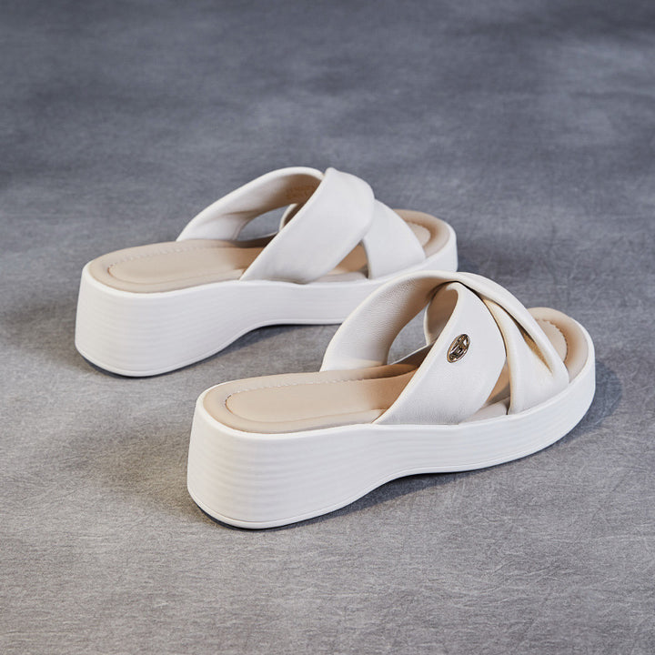 Femme Cross-Strap Platform Rutsjebåndsandaler Stilla