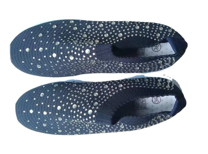 Dame Sneakers med funklende strass-accenter og elastisk overdækning Stilla