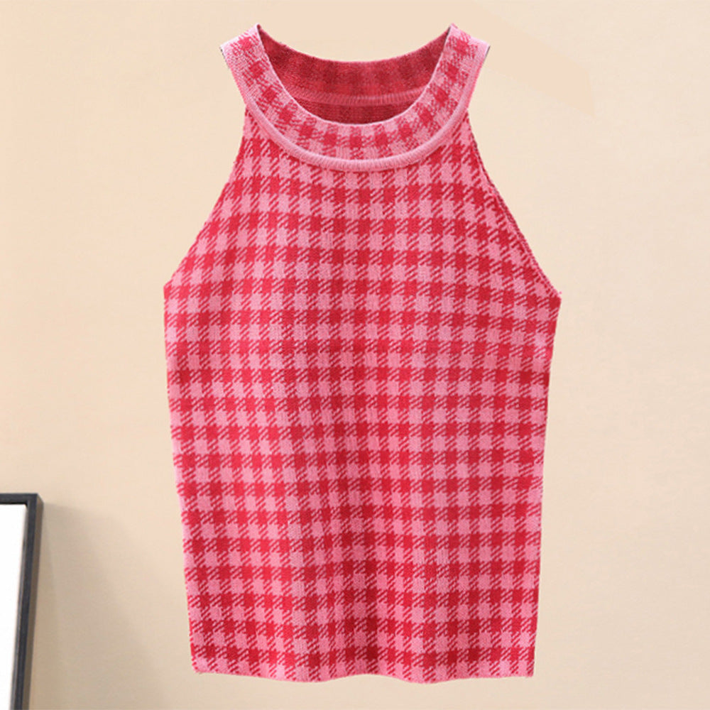 Kvinders sporty tanktop med chic ternet mønster Stilla
