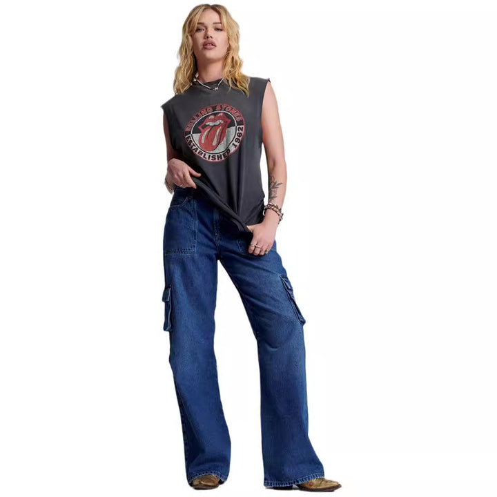 Dame Cargo-Jeans med bred ben og praktiske lommer Stilla