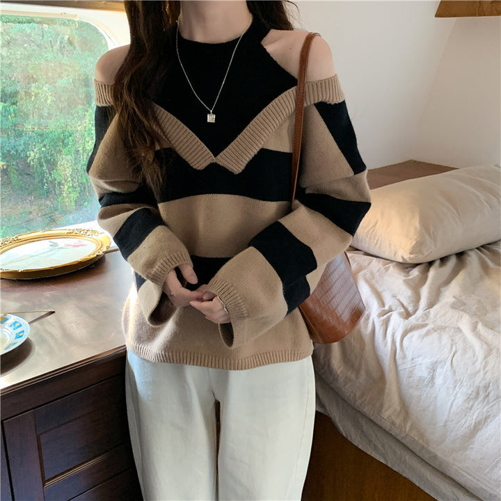 Kvinders trendy sweater med udskæringer Stilla