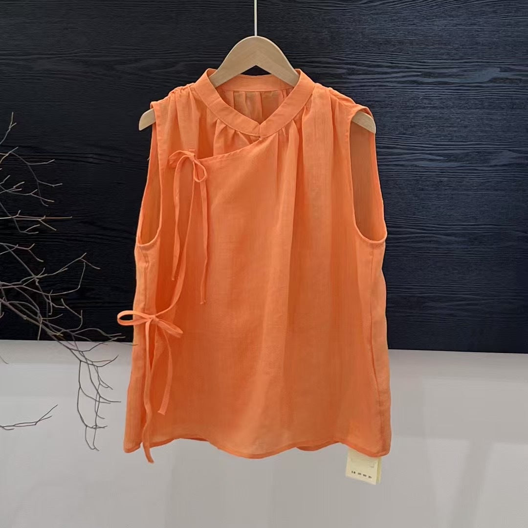 Femme Elegante Ærmeløs Linnedbluse Stilla