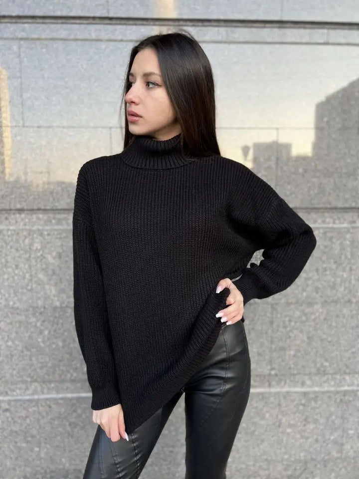 Dame hyggelig strikpullover med løs pasform og moderne design Stilla