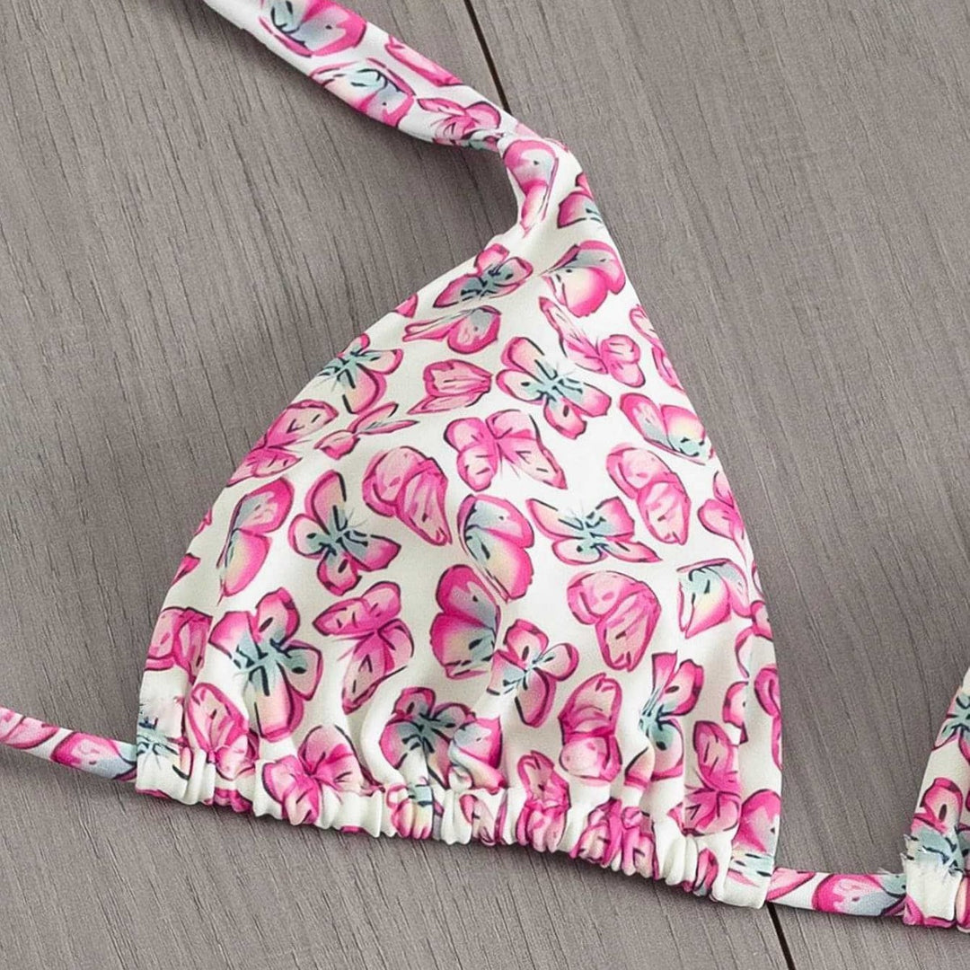 Dame Floral Triangle-Bikini med side bindinger Skovae