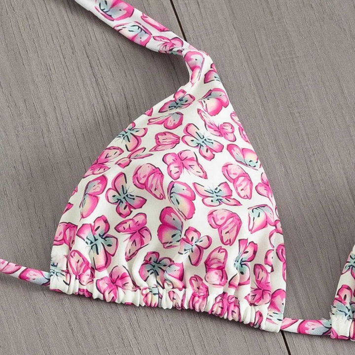 Dame Floral Triangle-Bikini med side bindinger Skovae
