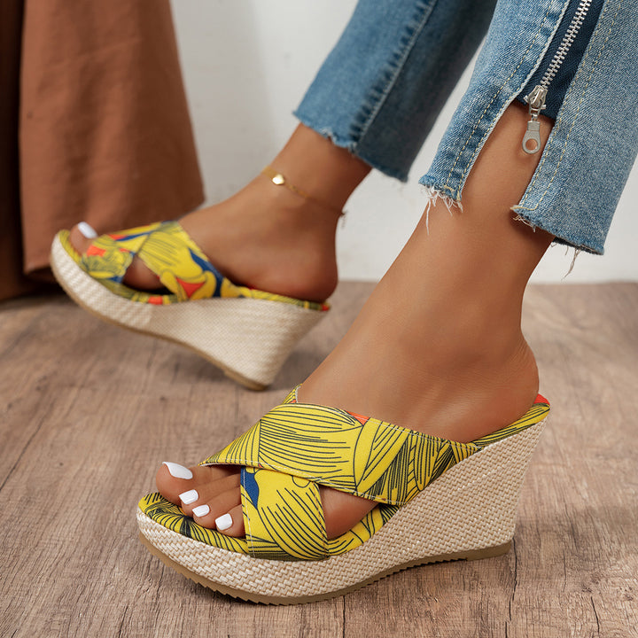 Dame Wedge-sandaler med blomsterdesign og skridsikker sål Stilla