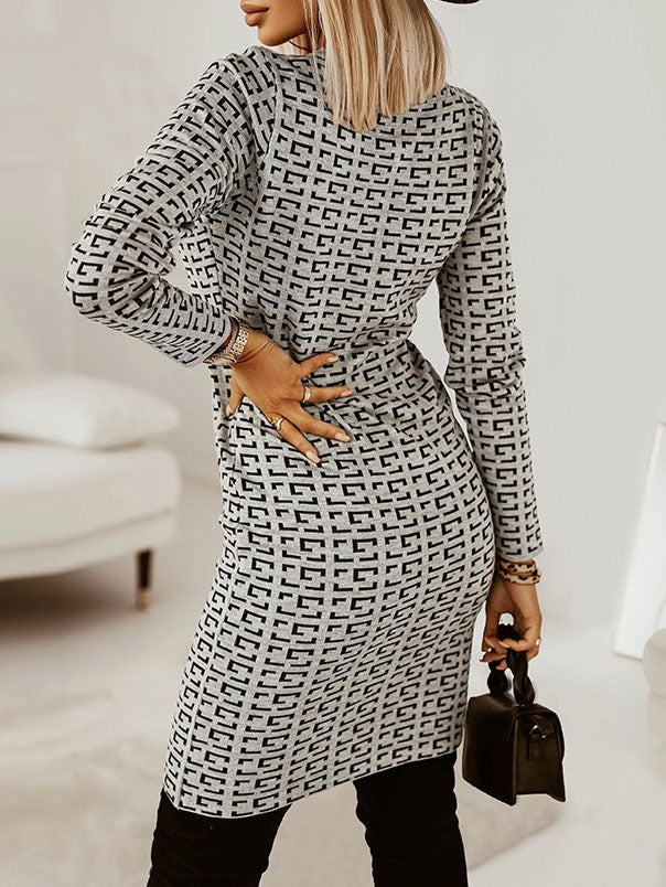 Stilla | Bodycon Rund Hals Lange Ærmer Sweat Mini Kjole