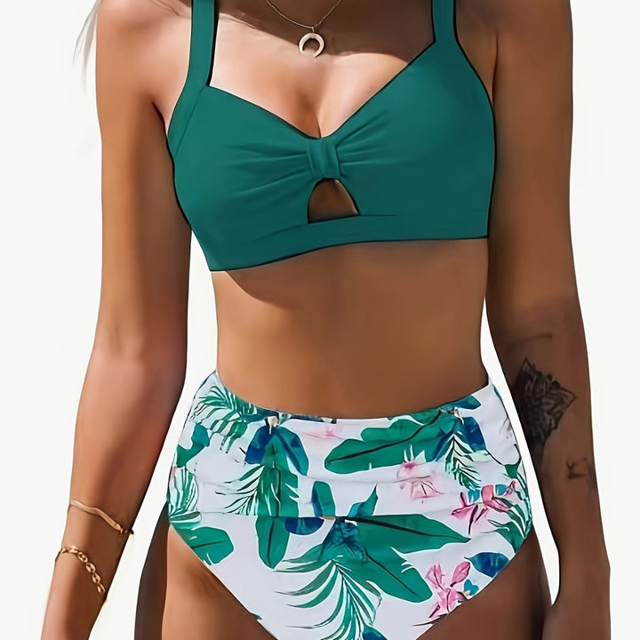 Dame bikini sæt med blomsterprint og høj talje Stilla