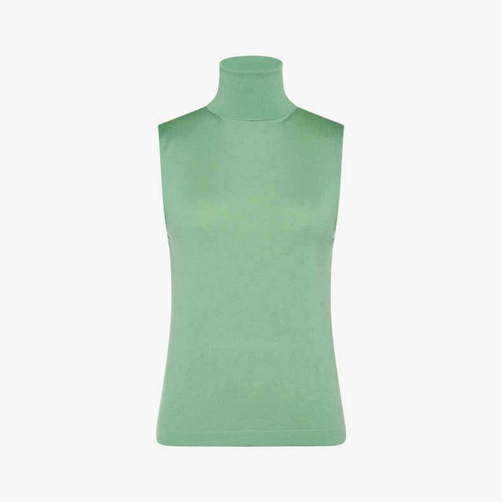 Dame ærmeløs Turtleneck-top i højkvalitets, strækbart materiale med tætsiddende pasform Stilla