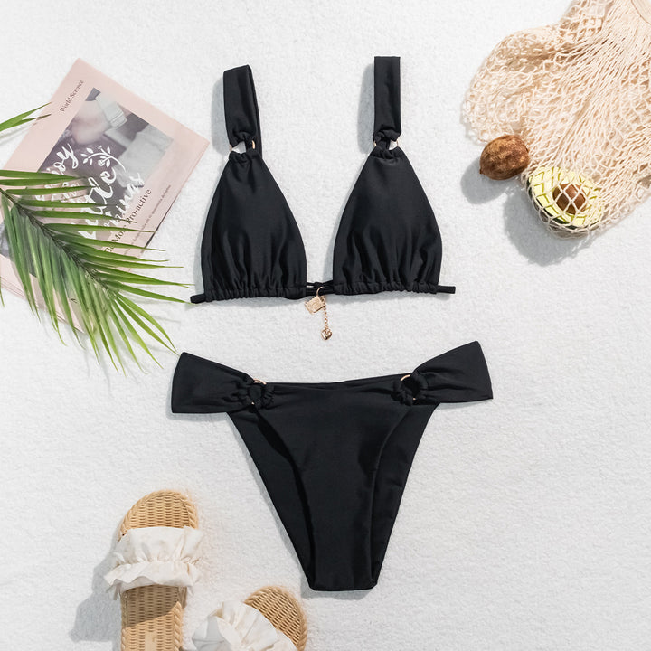 Dame Triangel-Bikini med stilfulde ringdetaljer og justerbare stropper Stilla