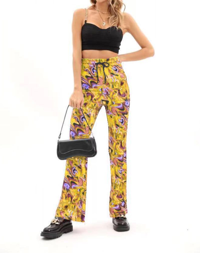 Dame blomstermønster flared pants Stilla