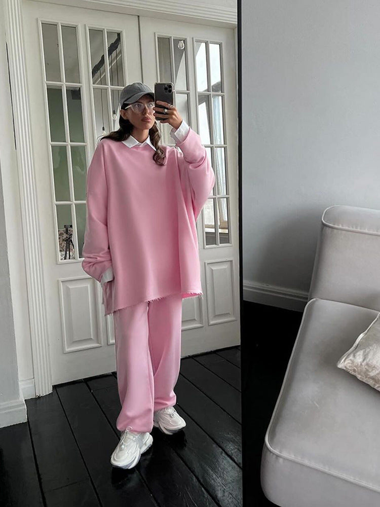 Dame casual hoodie og jogger sæt med trendy oversized snit