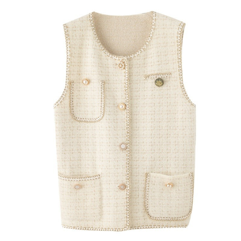 Damevest med elegante knapper og struktureret design Stilla