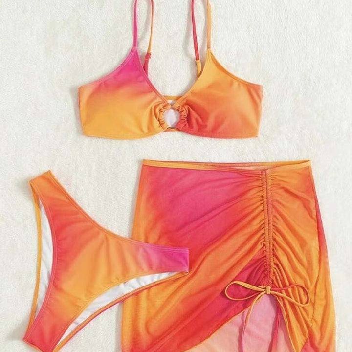 Dame bikinihøjt liv-sæt med rynker og trendy ringdetalje Stilla