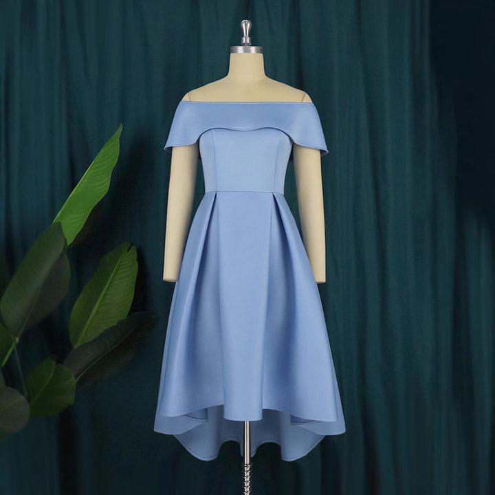 Dame Elegant Off-Shoulder Kjole med asymmetrisk søm Skovae