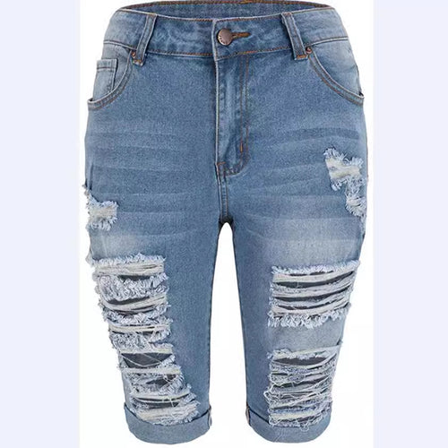 Dame Ripped Jeans-Shorts med Distressed-effekter Stilla