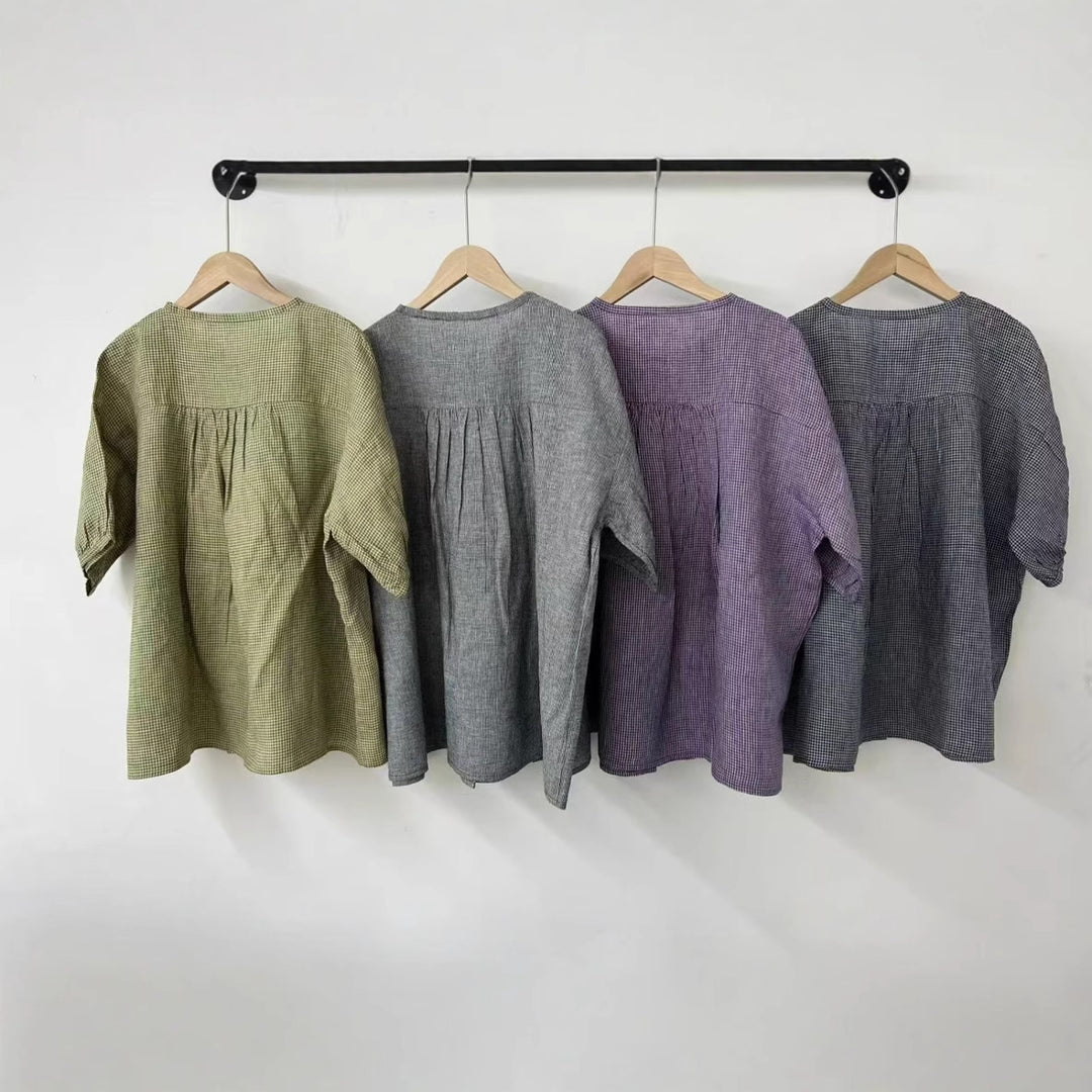 Femme Ternet Knap-Bluse Stilla