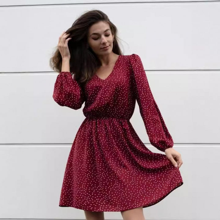 Dame Polka Dot Mini Kjole med brede ærmer Stilla