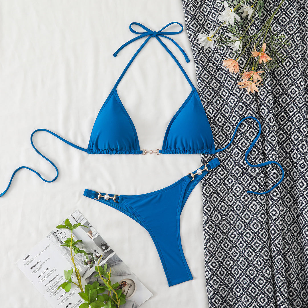 Dame bikini-sæt med justerbare stropper og fashionable ringdetaljer Skovae