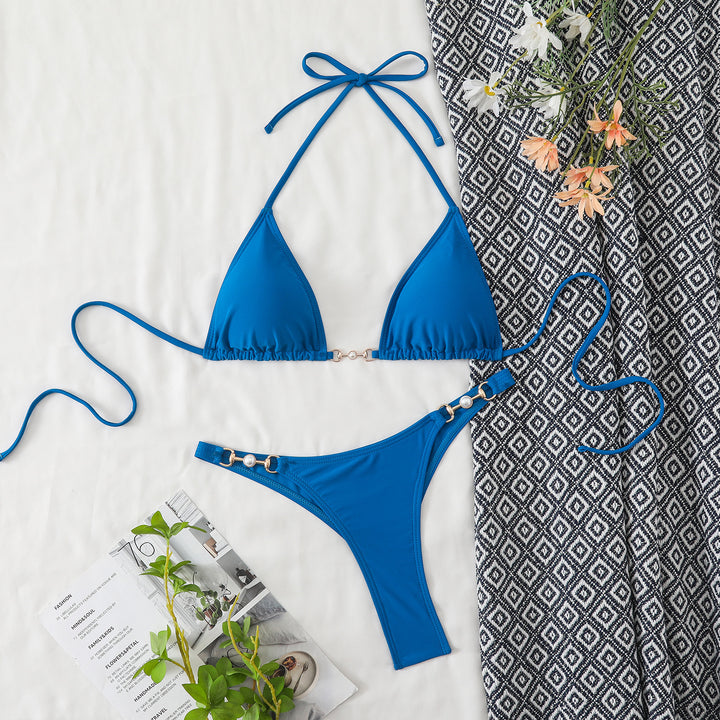 Dame bikini-sæt med justerbare stropper og fashionable ringdetaljer Skovae