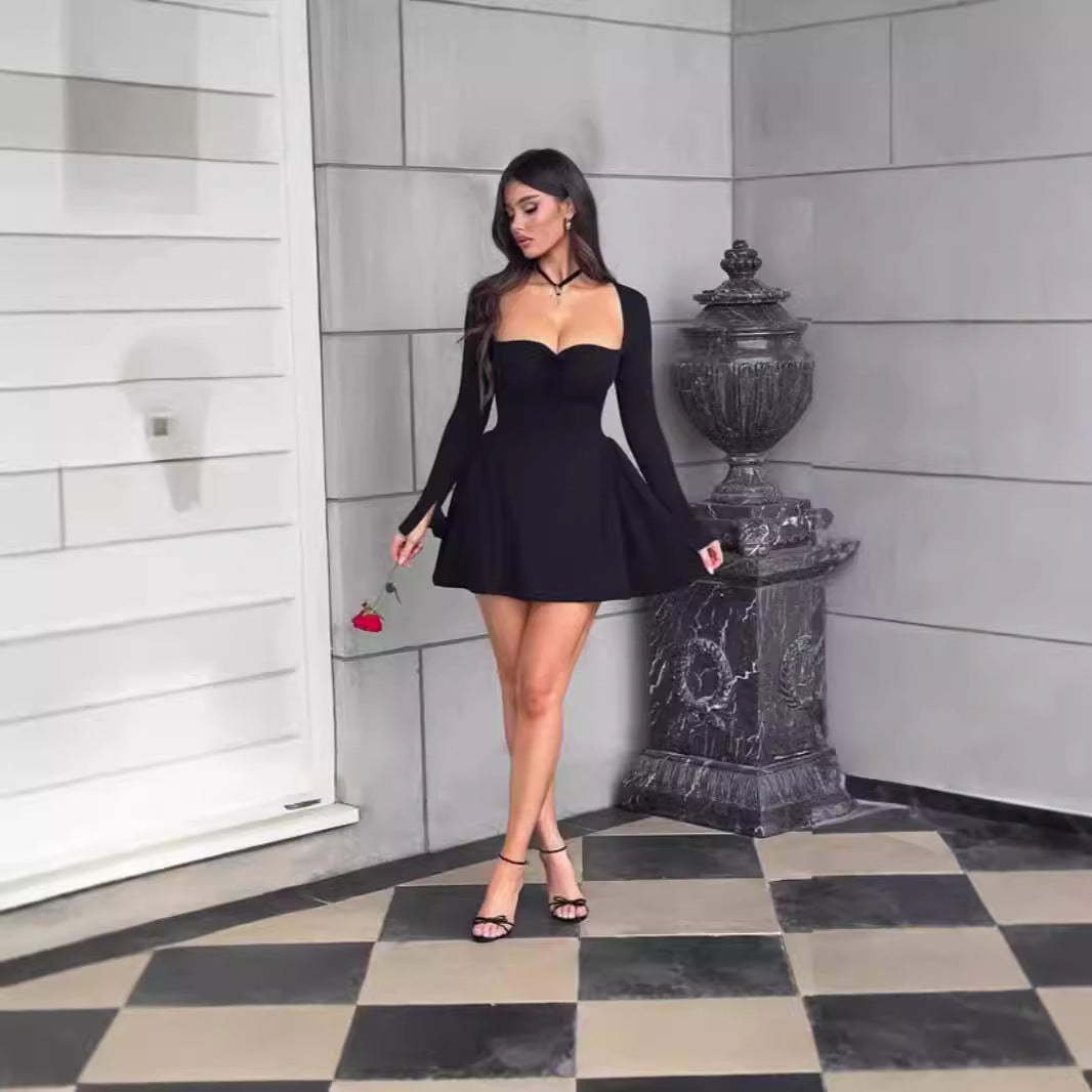 Femme Elegant Mini Kjole med lange ærmer Stilla