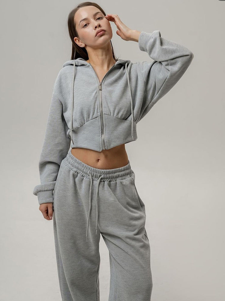 Stilla | Ensfarvet Snørebånd Bukser Hoodie Sæt