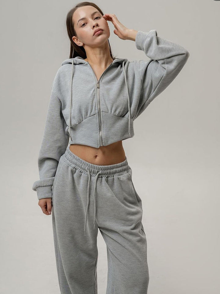 Stilla | Ensfarvet Snørebånd Bukser Hoodie Sæt