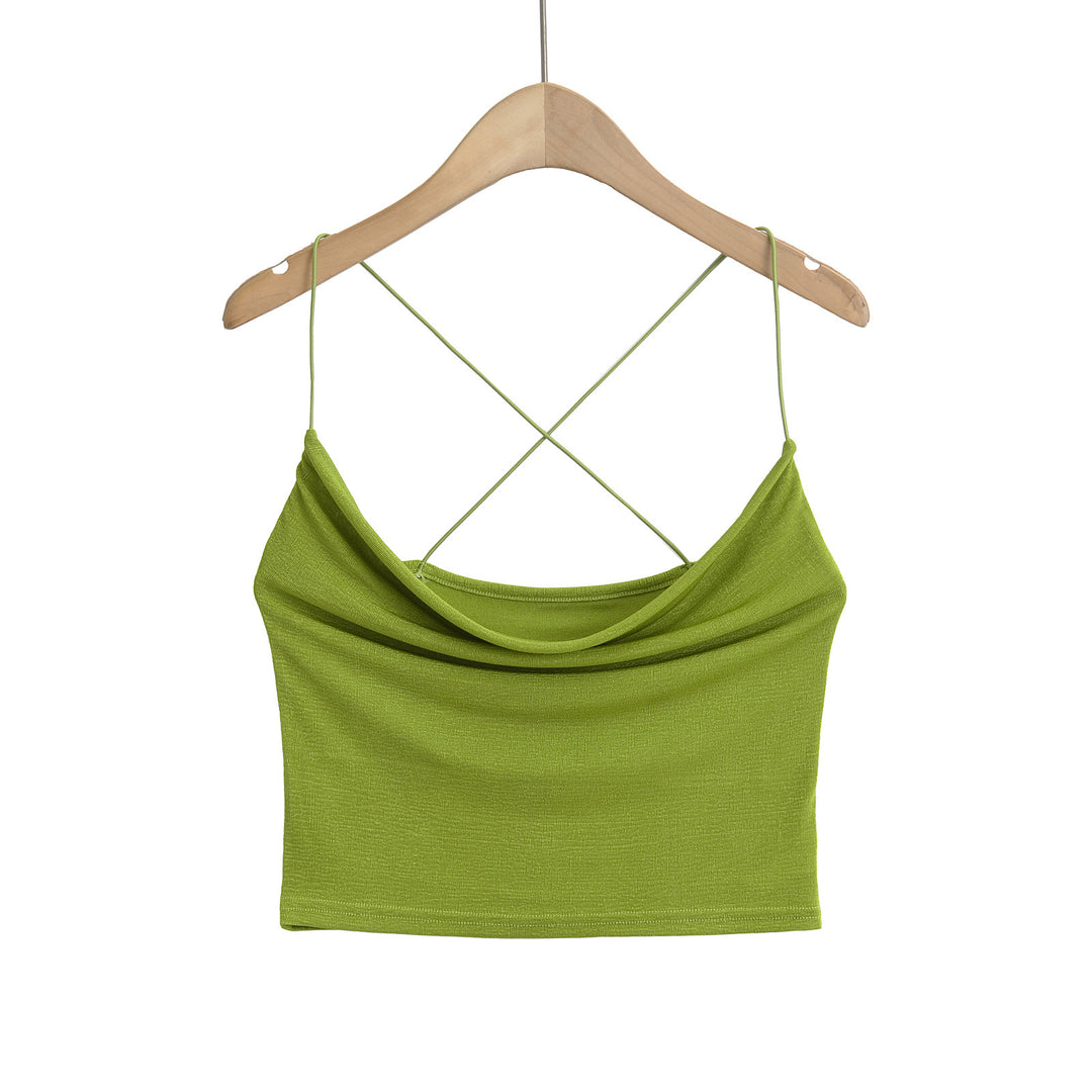 Dame Crop-top med elegant omslagseffekt og åndbare stropper Stilla