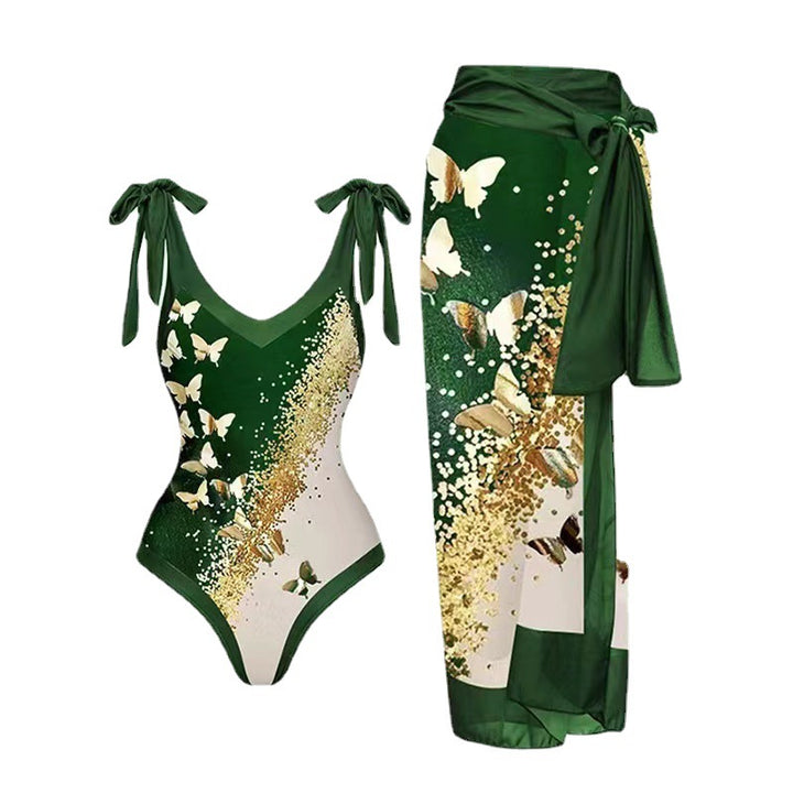 Dame badedragt med justerbare stropper og elegant sarong-hætte Stilla