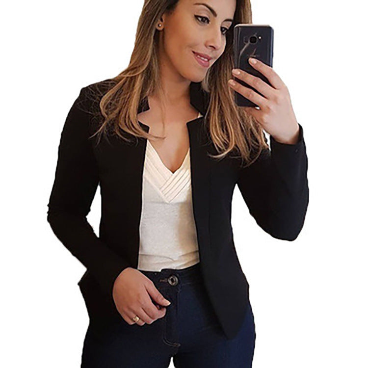 Dame Elegant Slim-Fit Blazer med åben krave og lange ærmer Stilla