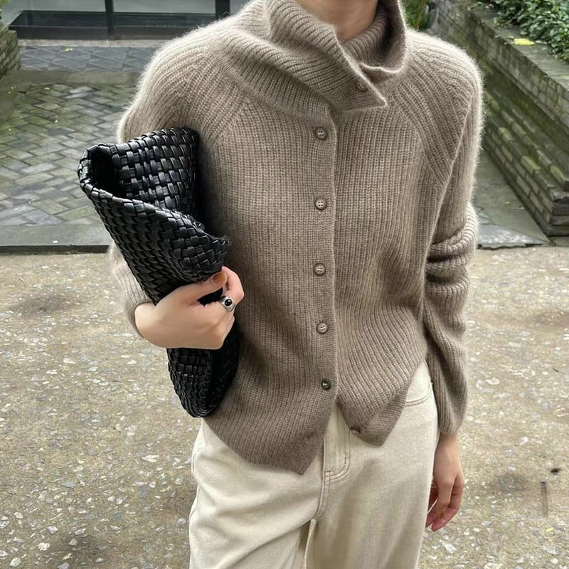 Femme Cozy Ribstriktrøje med Sjal-krave Stilla