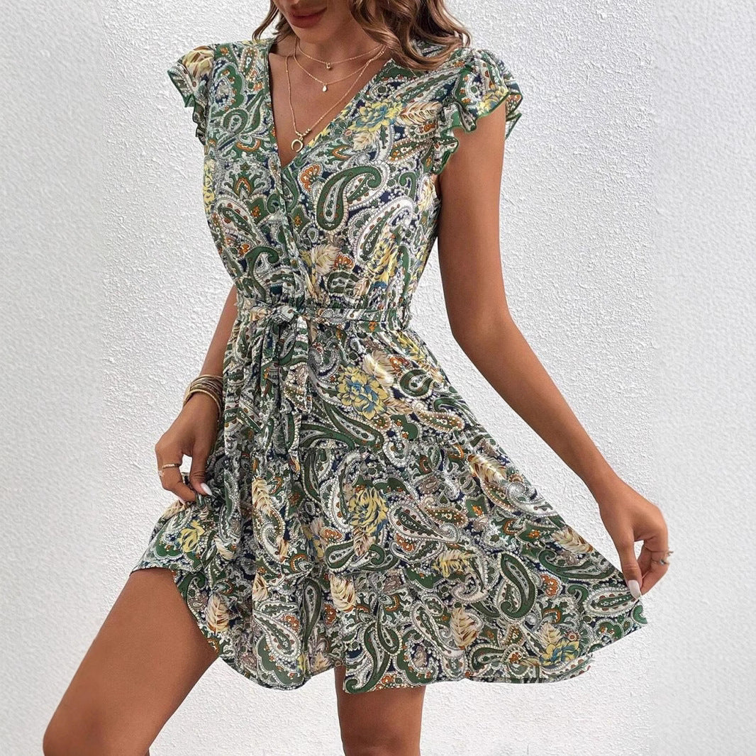 Dame Flydende Paisley-Print Mini-Kjole Stilla