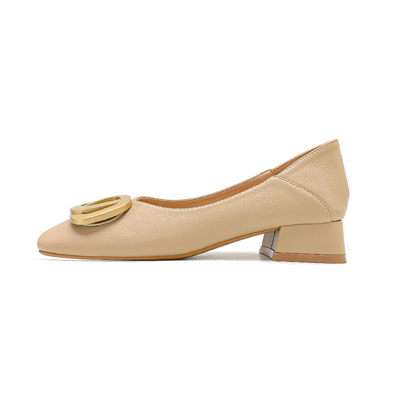 Femme Blok-hæls Ballerinaer med dekorativ metallic Accent Stilla