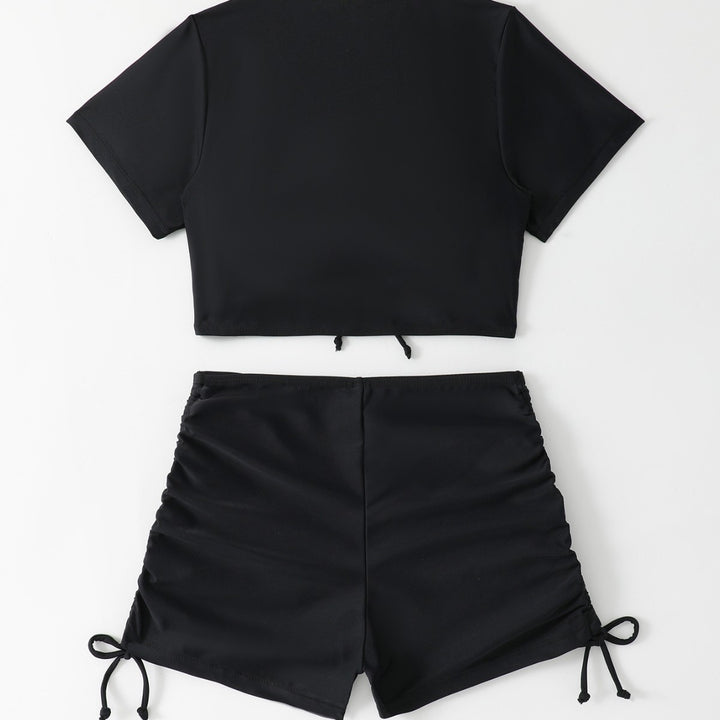 Femme Crop Top og Høj Talje Shorts Sæt Stilla