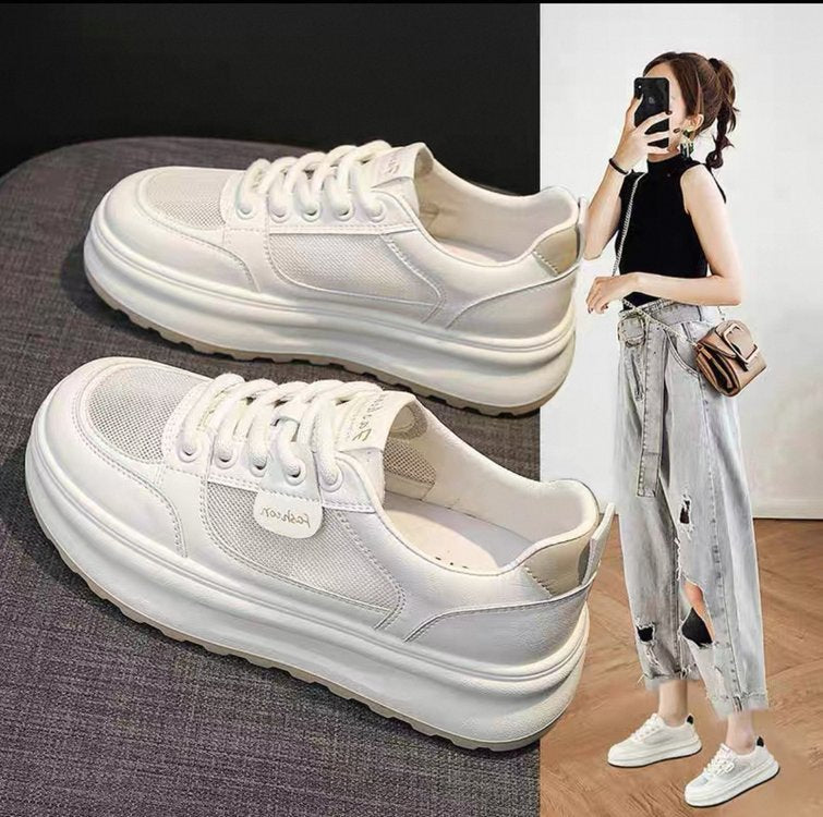 Dame Plateau sneakers med åndbart mesh-overflade og skridsikker sål Stilla