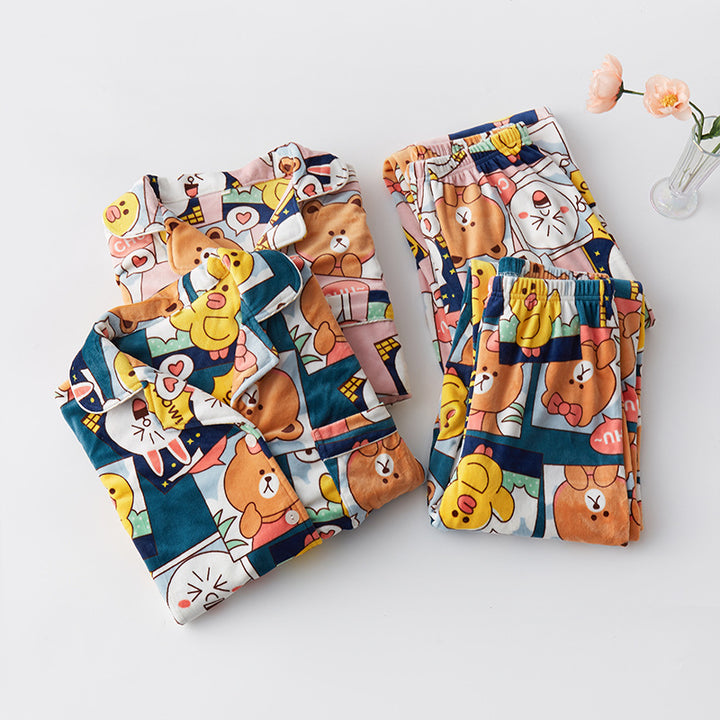 Dame pyjamasæt i blødt fleece med legende dyredesign Stilla