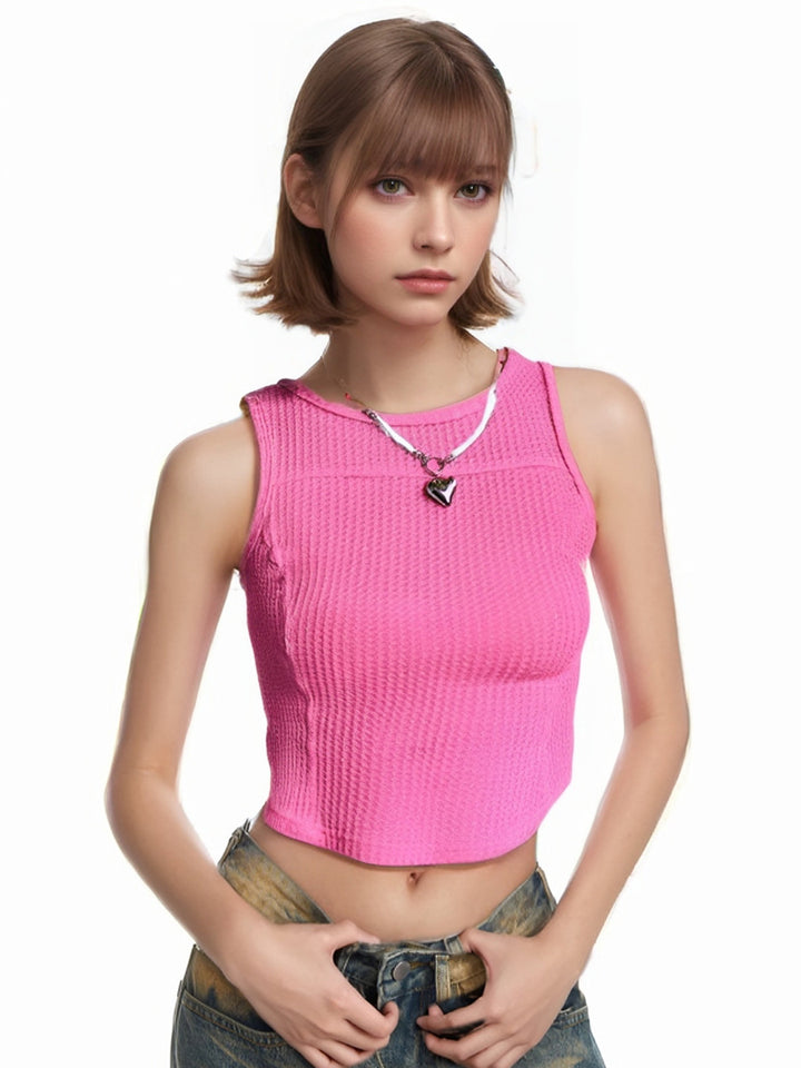 Dame Sporty Crop-Top med fin struktur Stilla