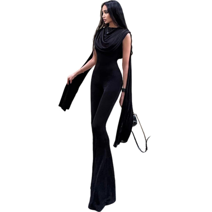 Dame Elegant Jumpsuit med Drapering og bred Benføring Skovae