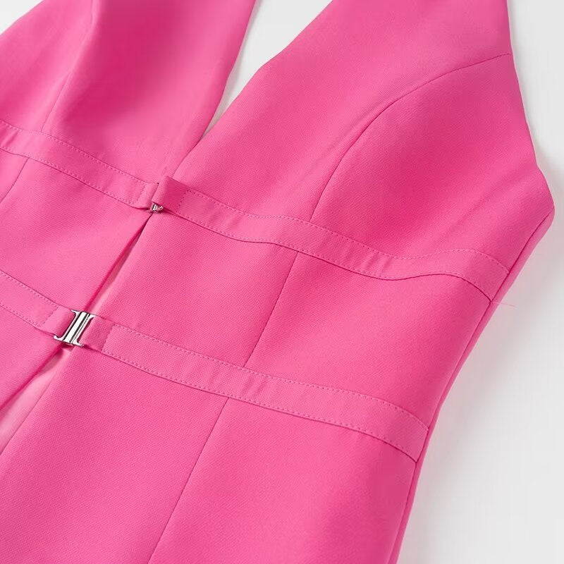 Dame Halterneck Top med innovativt spænde og figurskabende design Stilla