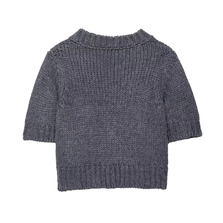 Dame sweater med kort ærme og V-hals Stilla
