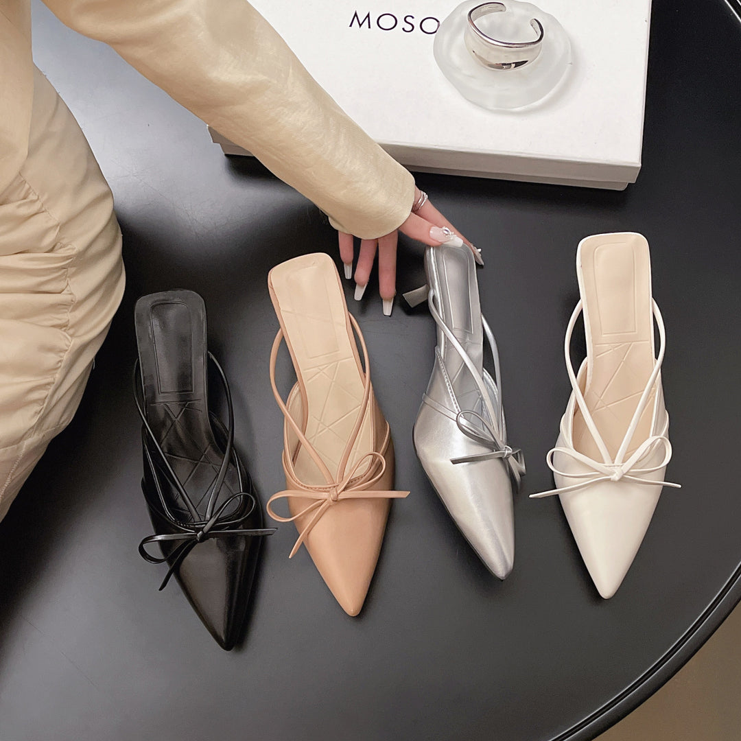 Dame spidse slingback mules med sløjfeaccent Stilla