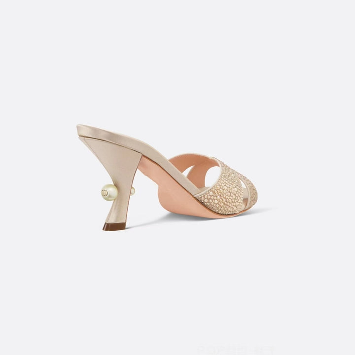 Femme Strass-besatte Åben-Tå High-Heel Mules Stilla