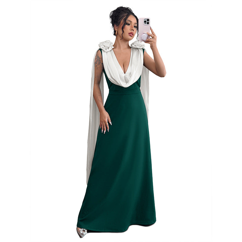 Dame Elegant Maxi-kjole med Draperede Ærmer Stilla
