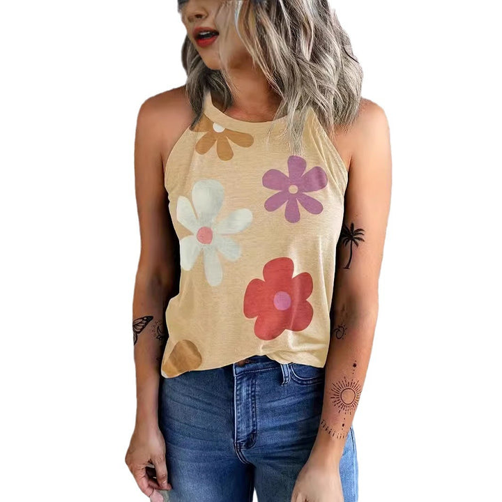 Dame afslappet tanktop med blomstermønster Stilla