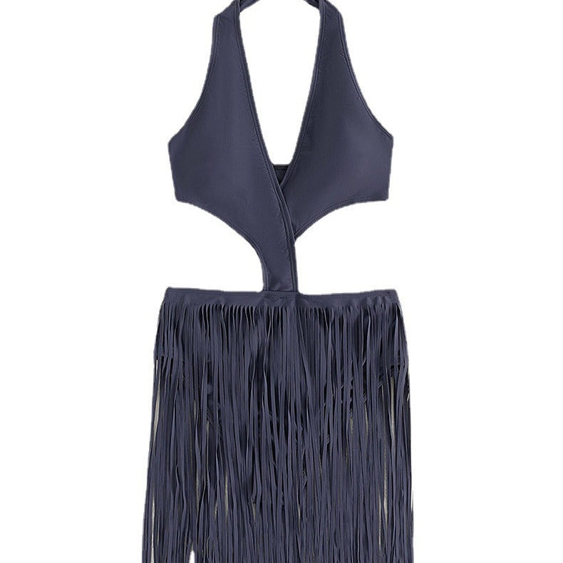 Dame one-piece badedragt med frynset kant Skovae